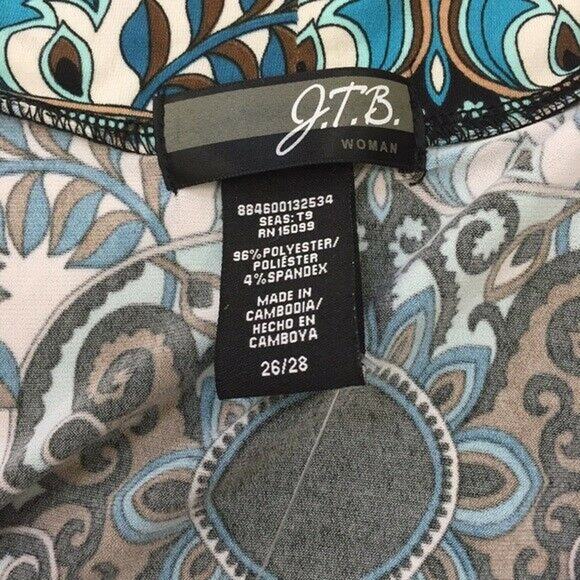 JTB Woman Womens Top Size 26 28 Blue Brown Teal Paisley Drape Knit Top NEW - Picture 3 of 6